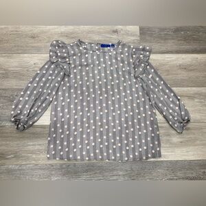 Apt. 9 Zig Zag and Polka Dot Top-Black, White, and Orange Small